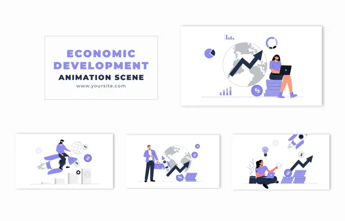 Economic Development Cartoon Flat Vector Design Animation Scene